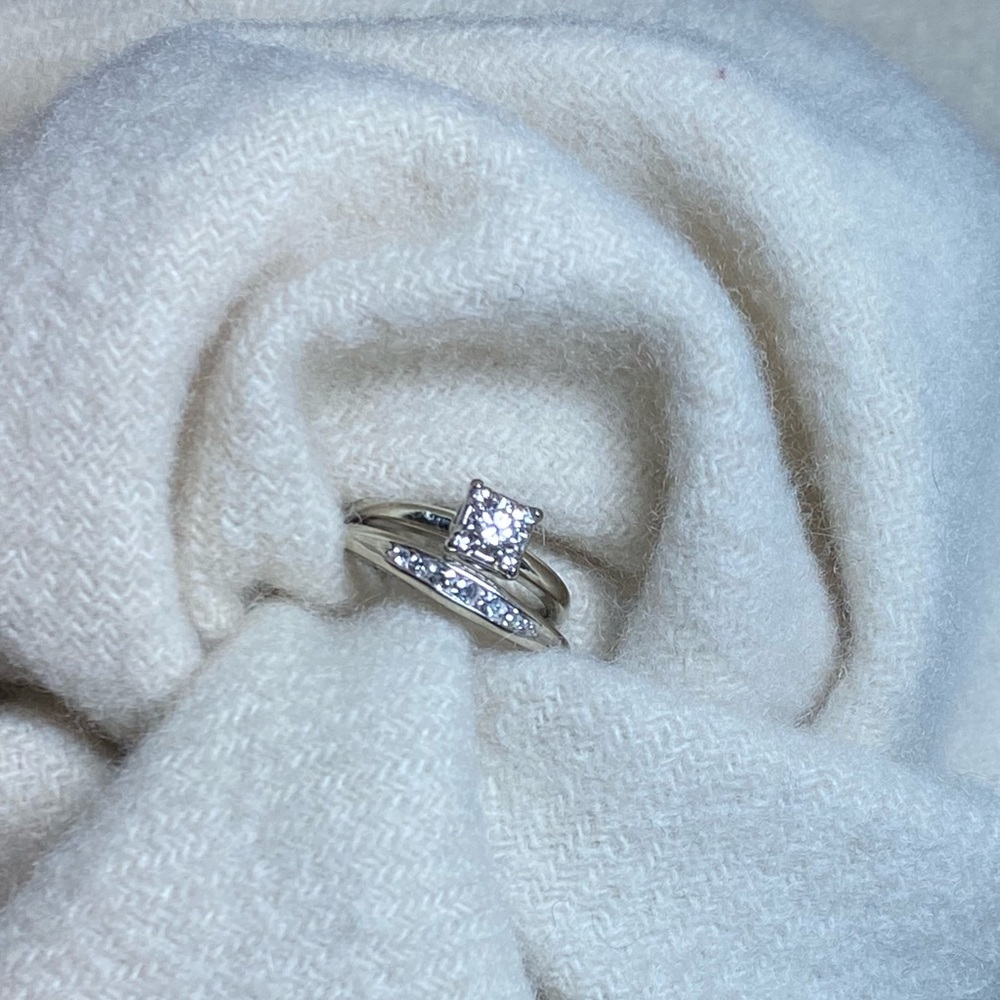 .33 carat Diamond Solitaire 14kt white gold & Channel Set Companion Diamond Band
